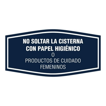 Signs ByLITA Fancy No Soltar La Cisterna con Papel Higiénico O Productos de Cuidado Femeninos Sign (Navy Blue / White) - Large
