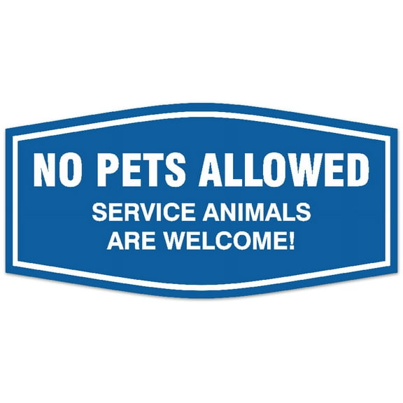 Signs ByLITA Fancy No pets allowed service animals are welcome Sign - Laser-Engraved Lettering | Durable ABS Plastic | Vibrant Colors | Powerful Foam Tape Sign (Blue) - Medium