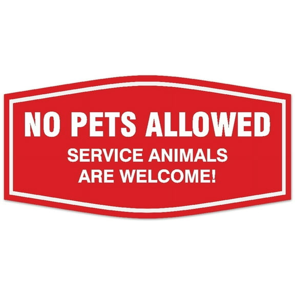 Signs ByLITA Fancy No pets allowed service animals are welcome Sign - Laser-Engraved Lettering | Durable ABS Plastic | Vibrant Colors | Powerful Foam Tape Sign (Red) - Small
