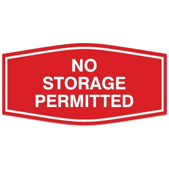 Signs ByLITA Fancy No storage permitted Sign - Laser-Engraved Lettering | Durable ABS Plastic | Vibrant Colors | Powerful Foam Tape Sign (Red) - Small