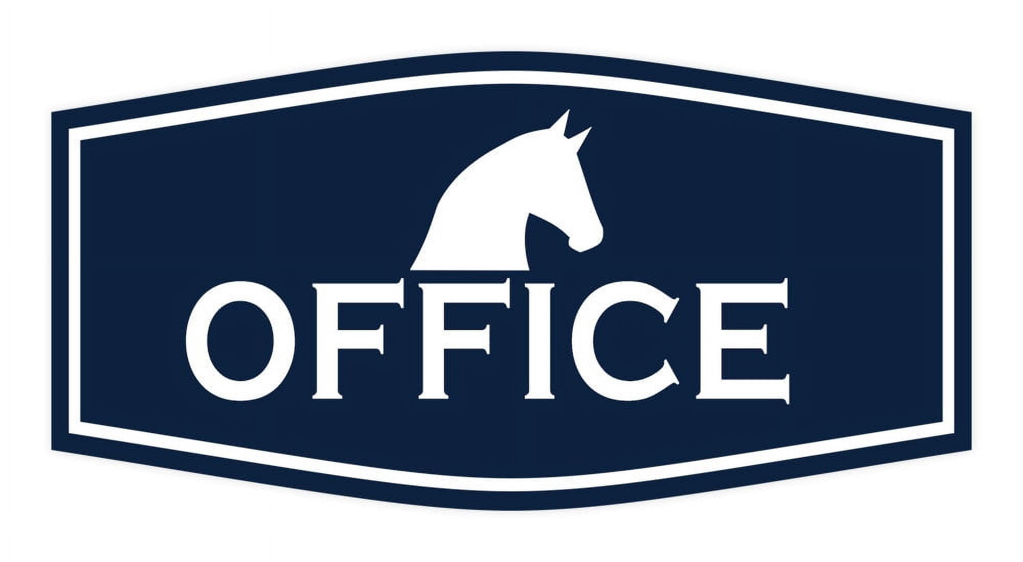 Signs ByLITA Fancy Office, Horses Plastic Sign (Navy Blue / White) Medium