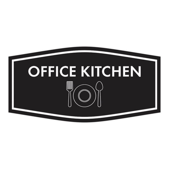 Signs ByLITA Fancy Office Kitchen Vector Sign - Kitchen Signs | Durable Material | Easy Installation Sign (Black) - Small