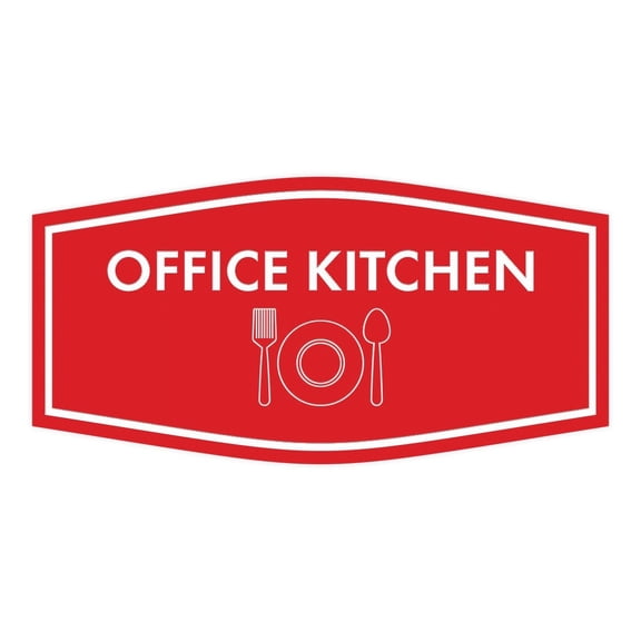 Signs ByLITA Fancy Office Kitchen Vector Sign - Kitchen Signs | Durable Material | Easy Installation Sign (Red) - Small
