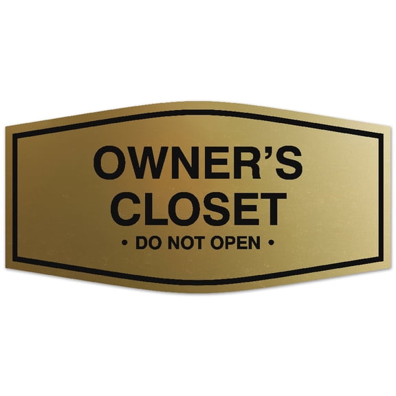 Signs ByLITA Fancy Owner's closet Sign - Laser-Engraved Lettering | Durable ABS Plastic | Vibrant Colors | Powerful Foam Tape Sign (Brushed Gold) - Small