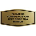thumbnail image 1 of Signs ByLITA Fancy Please Be Considerate and Keep Noise to a Minimum Sign - Laser-Engraved Lettering | Durable ABS Plastic | Vibrant Colors | Powerful Foam Tape (Brushed Gold) - Medium, 1 of 2
