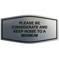 thumbnail image 1 of Signs ByLITA Fancy Please Be Considerate and Keep Noise to a Minimum Sign - Laser-Engraved Lettering | Durable ABS Plastic | Vibrant Colors | Powerful Foam Tape (Brushed Silver) - Small, 1 of 2