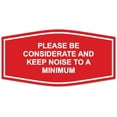 thumbnail image 1 of Signs ByLITA Fancy Please Be Considerate and Keep Noise to a Minimum Sign - Laser-Engraved Lettering | Durable ABS Plastic | Vibrant Colors | Powerful Foam Tape (Red) - Large, 1 of 2