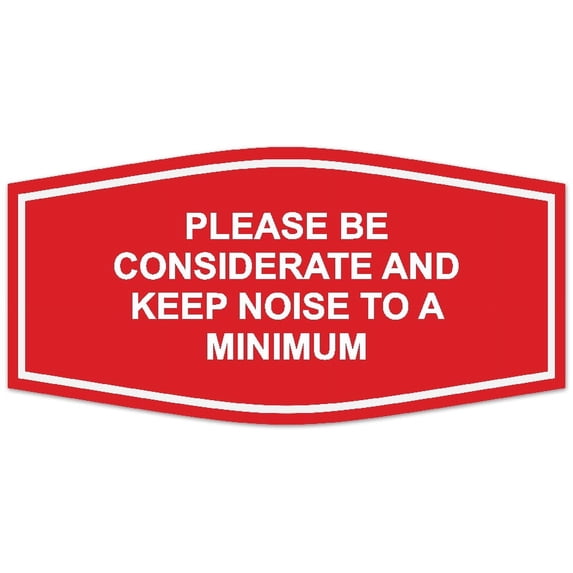 Signs ByLITA Fancy Please Be Considerate and Keep Noise to a Minimum Sign - Laser-Engraved Lettering | Durable ABS Plastic | Vibrant Colors | Powerful Foam Tape (Red) - Large