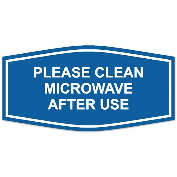 Signs ByLITA Fancy Please Clean Microwave After Use Sign - Laser-Engraved Lettering | Durable ABS Plastic | Vibrant Colors | Powerful Foam Tape (Blue) - Large