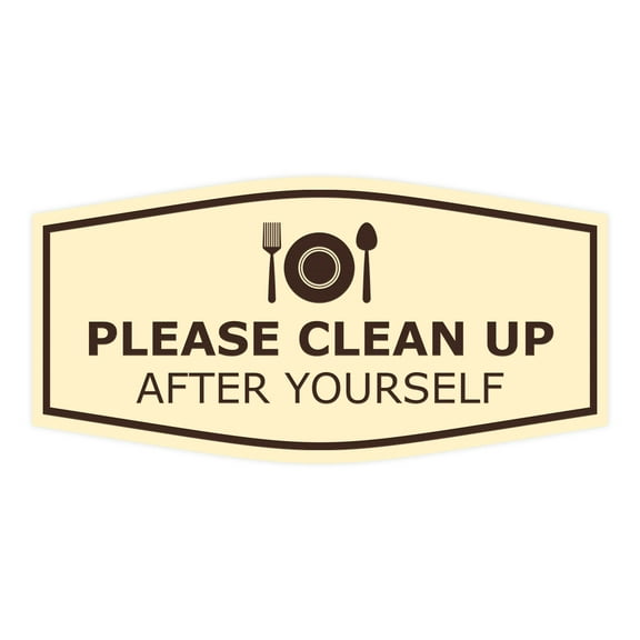Signs ByLITA Fancy Please Clean Up After Yourself Sign (Ivory/Dark Brown) - Medium