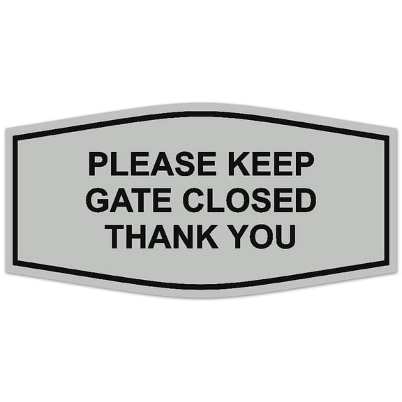 Signs ByLITA Fancy Please Keep Gate Closed Thank You Sign - Laser-Engraved Lettering | Durable ABS Plastic | Vibrant Colors | Powerful Foam Tape (Lt Gray) - Small
