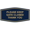 thumbnail image 1 of Signs ByLITA Fancy Please Keep Gate Closed Thank You Sign - Laser-Engraved Lettering | Durable ABS Plastic | Vibrant Colors | Powerful Foam Tape (Navy Blue/Gold) - Small, 1 of 3