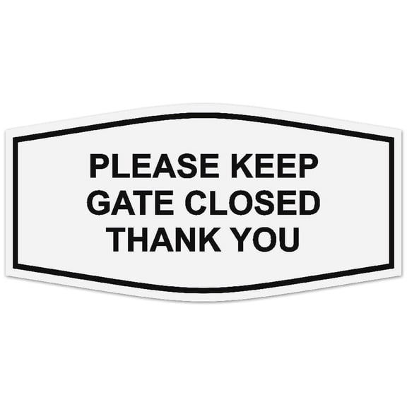 Signs ByLITA Fancy Please Keep Gate Closed Thank You Sign - Laser-Engraved Lettering | Durable ABS Plastic | Vibrant Colors | Powerful Foam Tape (White) - Small