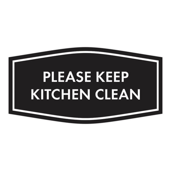 Signs ByLITA Fancy Please Keep Kitchen Clean Sign - Kitchen Signs | Durable Material | Cleaning Reminder | Easy Installation Sign (Black) - Large