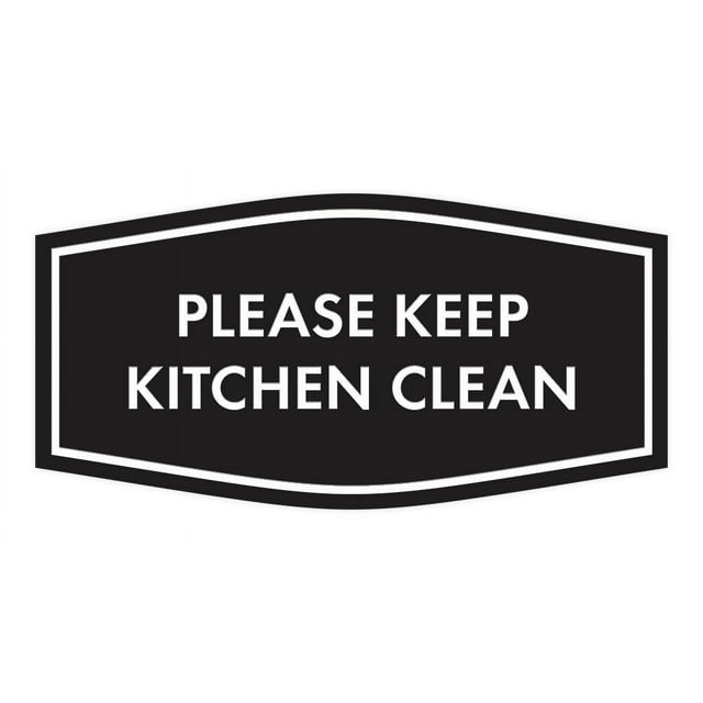 Signs ByLITA Fancy Please Keep Kitchen Clean Sign - Kitchen Signs | Durable Material | Cleaning Reminder | Easy Installation Sign (Black) - Small
