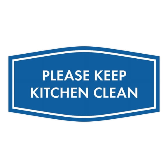 Signs ByLITA Fancy Please Keep Kitchen Clean Sign - Kitchen Signs | Durable Material | Cleaning Reminder | Easy Installation Sign (Blue) - Small