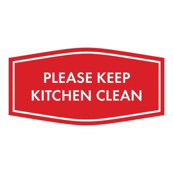 Signs ByLITA Fancy Please Keep Kitchen Clean Sign - Kitchen Signs | Durable Material | Cleaning Reminder | Easy Installation Sign (Red) - Small