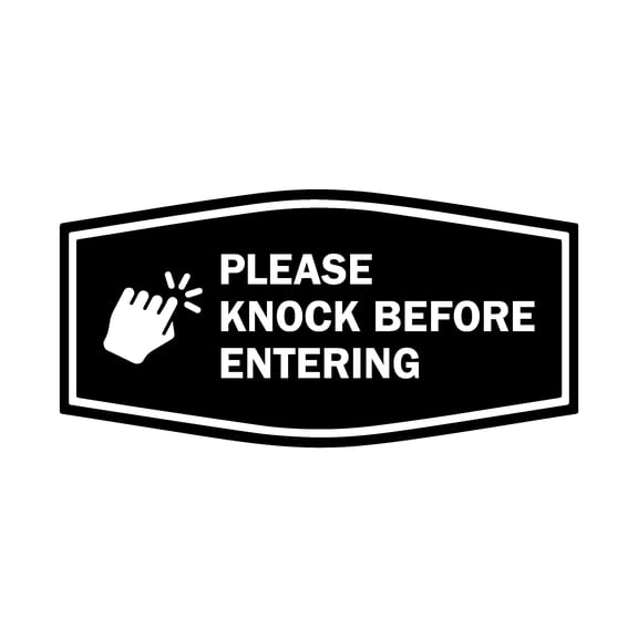Signs ByLITA Fancy Please Knock Before Entering (Hand Vector) Office Wall or Door Sign (Black) - Small