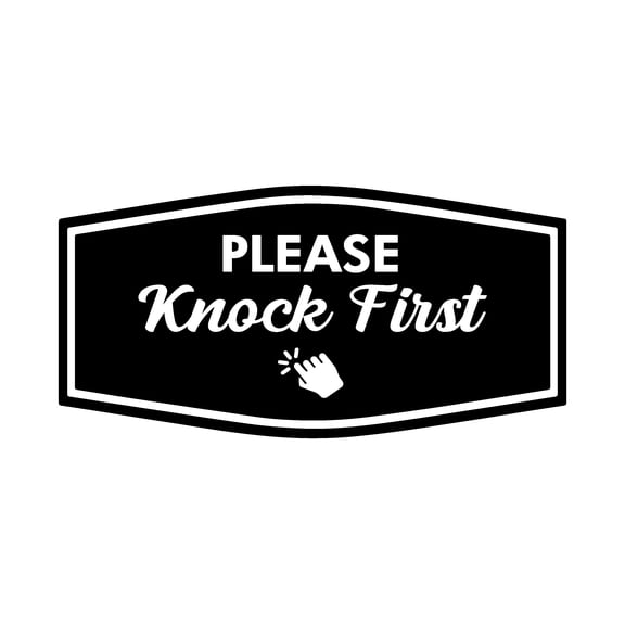 Signs ByLITA Fancy Please Knock First Outdoors Decoration Sign (Black) - Large