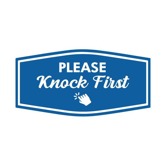 Signs ByLITA Fancy Please Knock First Outdoors Decoration Sign (Blue) - Small
