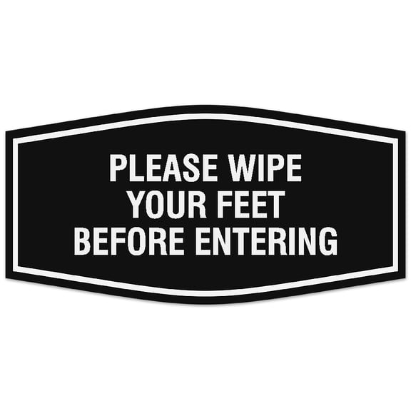 Signs ByLITA Fancy Please wipe your feet before entering Sign - Laser-Engraved Lettering | Durable ABS Plastic | Vibrant Colors | Powerful Foam Tape Sign (Black) - Medium