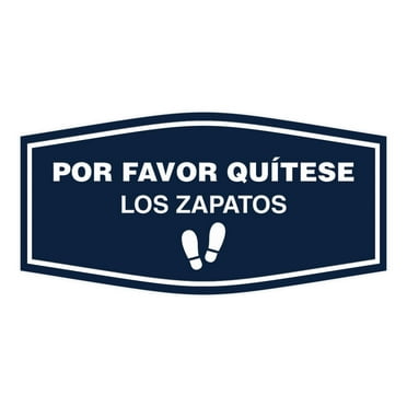 Signs ByLITA Fancy Por Favor Quítese Los Zapatos Sign (Navy Blue / White) - Large