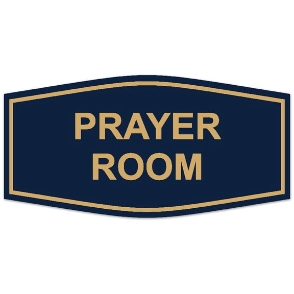 Signs ByLITA Fancy Prayer Room Sign - Laser-Engraved Lettering | Durable ABS Plastic | Vibrant Colors | Powerful Foam Tape (Navy Blue/Gold) - Small