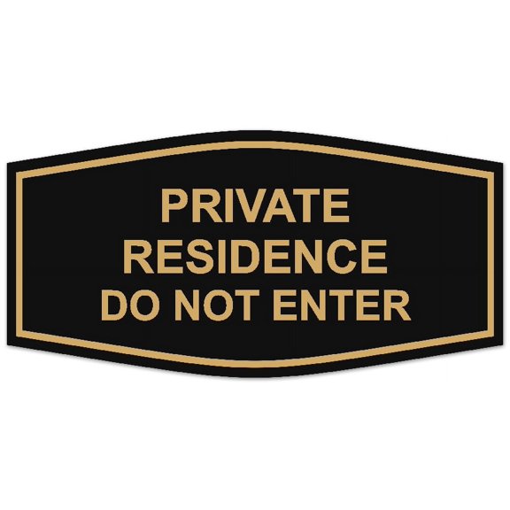 Signs ByLITA Fancy Private Residence Do Not Enter Sign - Laser-Engraved Lettering | Durable ABS Plastic | Vibrant Colors | Powerful Foam Tape (Black/Gold) - Small