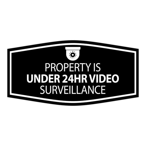 Signs ByLITA Fancy Property Is Under 24hr Video Surveillance Sign (Black) - Medium