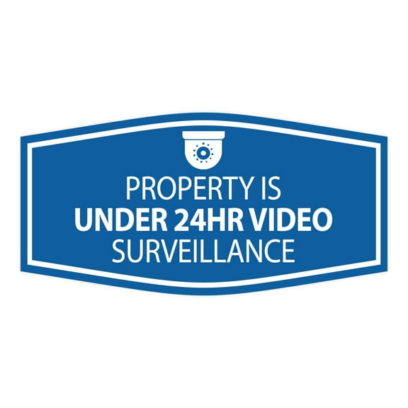 Signs ByLITA Fancy Property Is Under 24hr Video Surveillance Sign (Blue) - Medium