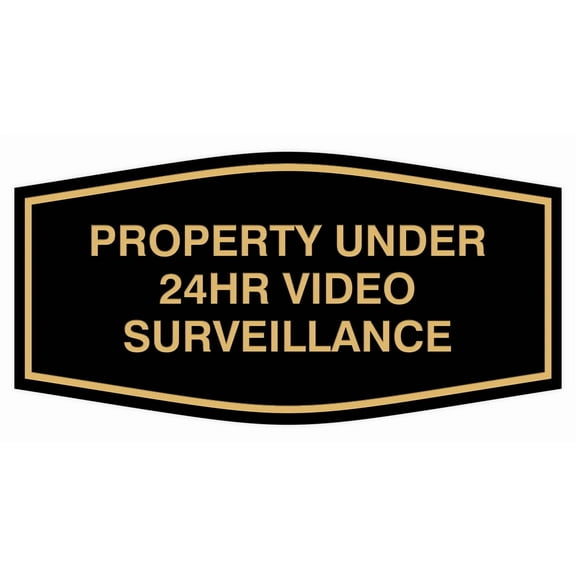 Signs ByLITA Fancy Property Under 24Hr Audio and Video Recording Sign (Black Gold) - Medium 1 Pack