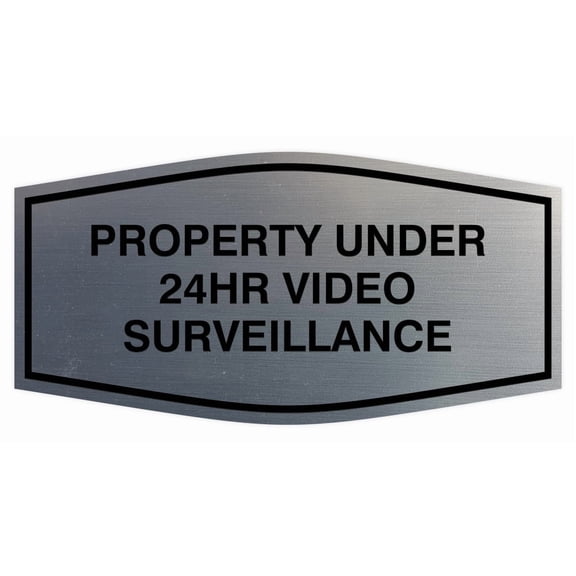 Signs ByLITA Fancy Property Under 24Hr Audio and Video Recording Sign (Brushed Silver) - Small 1 Pack