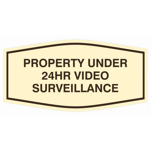Signs ByLITA Fancy Property Under 24Hr Audio and Video Recording Sign (Ivory/Dark Brown) - Medium 1 Pack