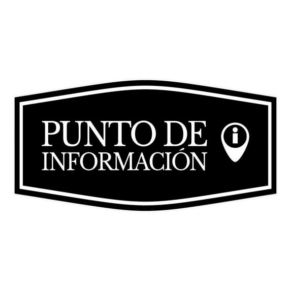 Signs ByLITA Fancy Punto de Informacion Easy Installation | Classroom Decor | School Markers And Decorations | Students and Teachers Sign (Black) - Small