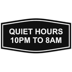 Signs ByLITA Fancy Quiet Hours 10 PM To 8 AM Sign - Laser-Engraved Lettering | Durable ABS Plastic | Vibrant Colors | Powerful Foam Tape (Black) - Medium