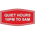 thumbnail image 1 of Signs ByLITA Fancy Quiet Hours 10 PM To 8 AM Sign - Laser-Engraved Lettering | Durable ABS Plastic | Vibrant Colors | Powerful Foam Tape (Red) - Small, 1 of 3