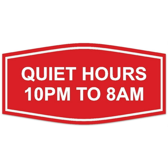 Signs ByLITA Fancy Quiet Hours 10 PM To 8 AM Sign - Laser-Engraved Lettering | Durable ABS Plastic | Vibrant Colors | Powerful Foam Tape (Red) - Small