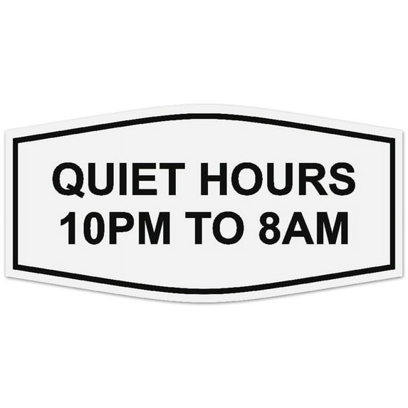 Signs ByLITA Fancy Quiet Hours 10 PM To 8 AM Sign - Laser-Engraved Lettering | Durable ABS Plastic | Vibrant Colors | Powerful Foam Tape (White) - Large