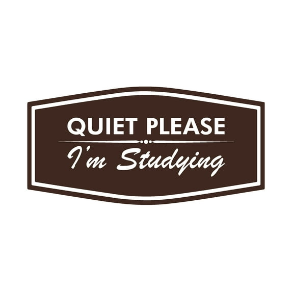 Signs ByLITA Fancy Quiet Please I'm Studying Sign (Dark Brown) - Small