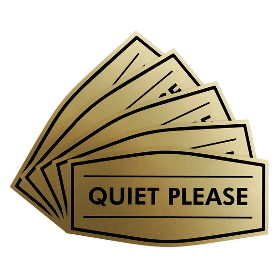 Signs ByLITA Fancy Quiet Please Sign (Brushed Gold) - Large (5 Pack)