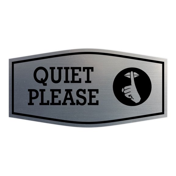 Signs ByLITA Fancy Quiet Please Sign (Brushed Silver) - Large