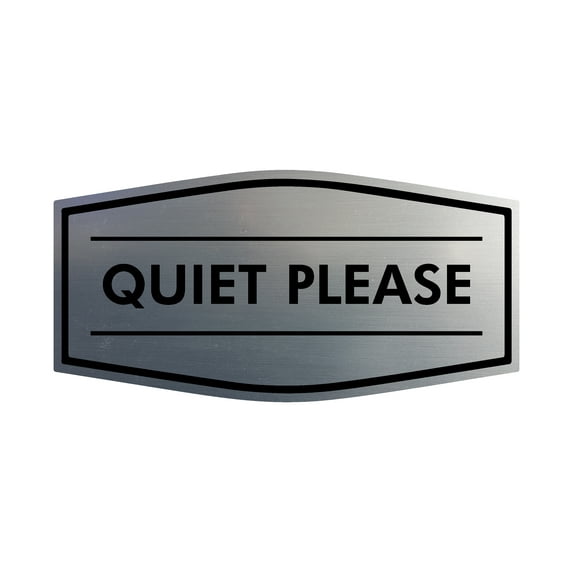 Signs ByLITA Fancy Quiet Please Sign (Brushed Silver) - Small