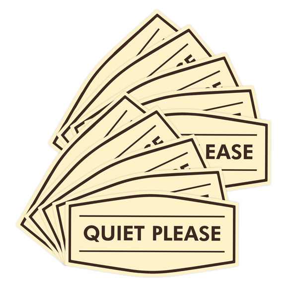 Signs ByLITA Fancy Quiet Please Sign (Ivory/Dark Brown) - Small (10 Pack)
