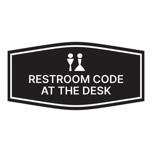 Signs ByLITA Fancy Restroom Code at the Desk Sign (Black) - Small