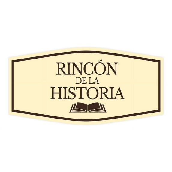 Signs ByLITA Fancy Rincón de la historia Easy Installation | Classroom Decor | School Markers And Decorations | Students and Teachers Sign (Ivory/Dark Brown) - Large