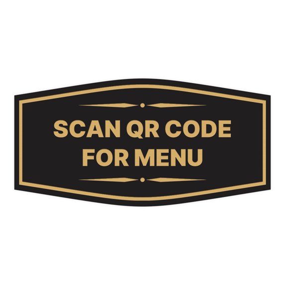 Signs ByLITA Fancy Scan QR Code For Menu Sign (Black /Gold) - Small