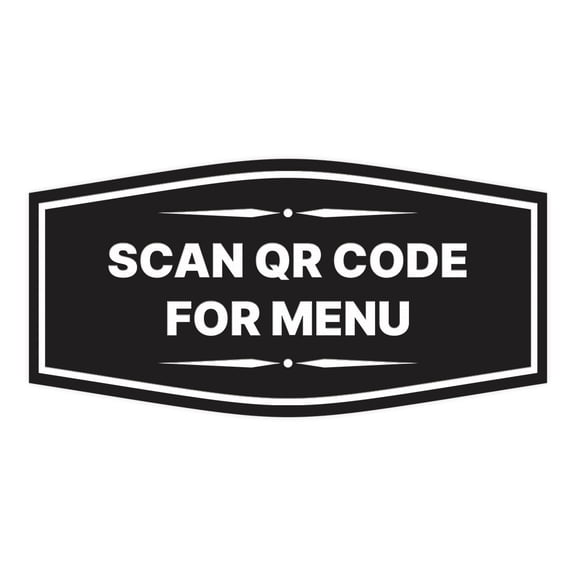 Signs ByLITA Fancy Scan QR Code For Menu Sign (Black) - Medium