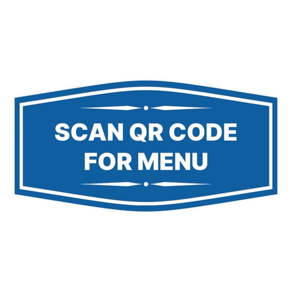 Signs ByLITA Fancy Scan QR Code For Menu Sign (Blue) - Medium
