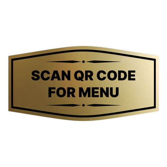 Signs ByLITA Fancy Scan QR Code For Menu Sign (Brushed Gold) - Medium