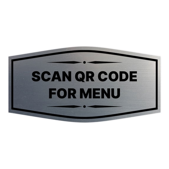 Signs ByLITA Fancy Scan QR Code For Menu Sign (Brushed Silver) - Small